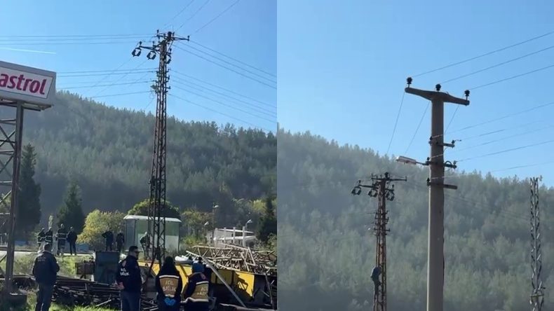 CEZAYA SİNİRLENDİ ELEKTRİK DİREĞİNE ÇIKTI